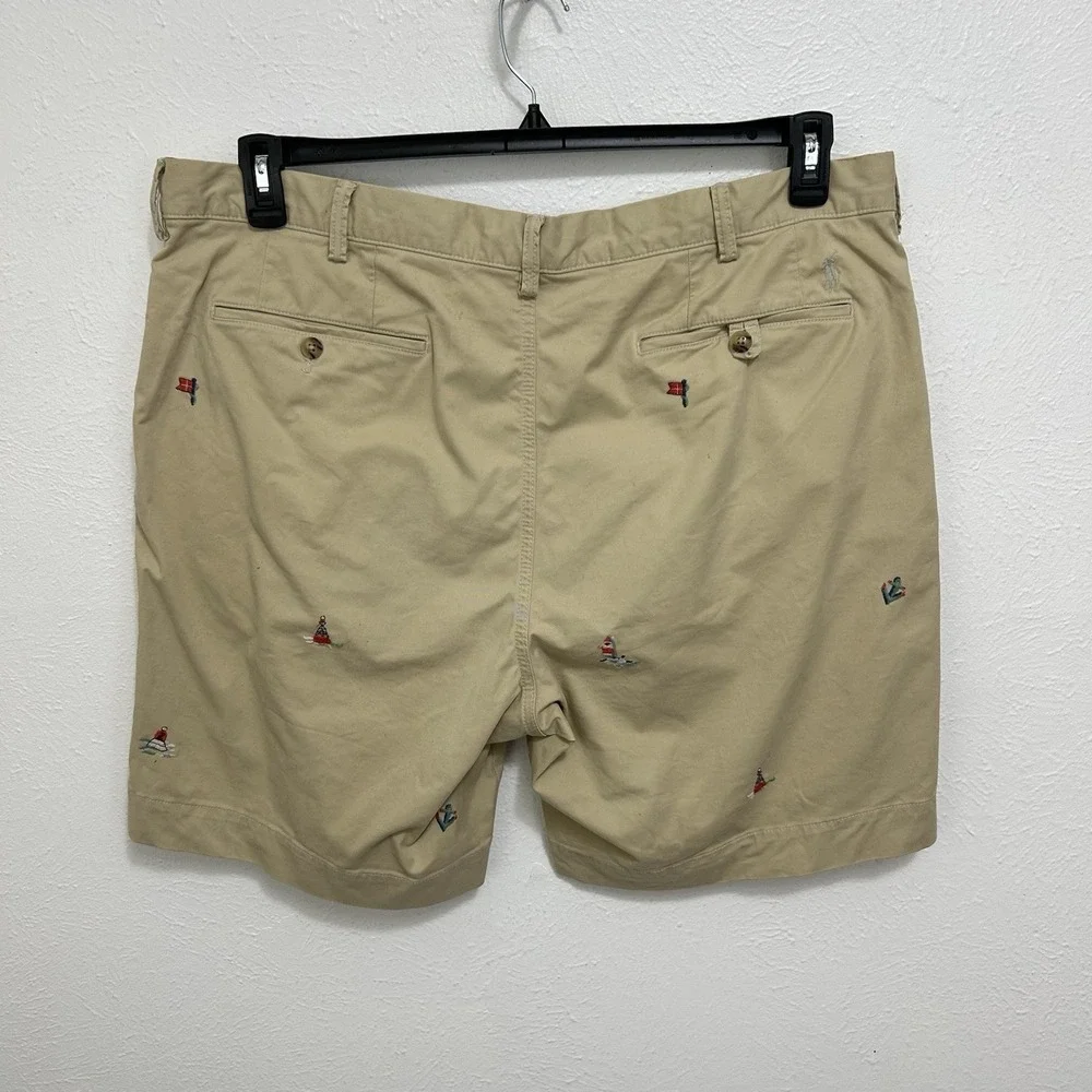 Polo Ralph Lauren Men's Beige Classic Chino Shorts Nautical AOP Embroidery Sz 40